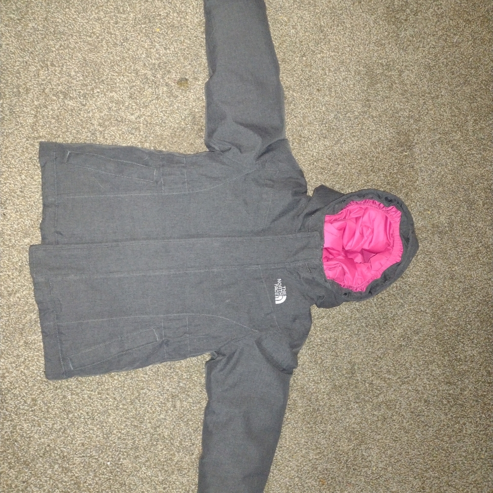 North Face coat 4t gray and pink, great used condition